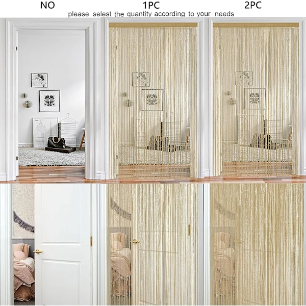 1 stk 100x200cm frynsedørgardin (champagne), vindusdekorasjoner, romdelere, romdekorasjoner, enkelgardiner