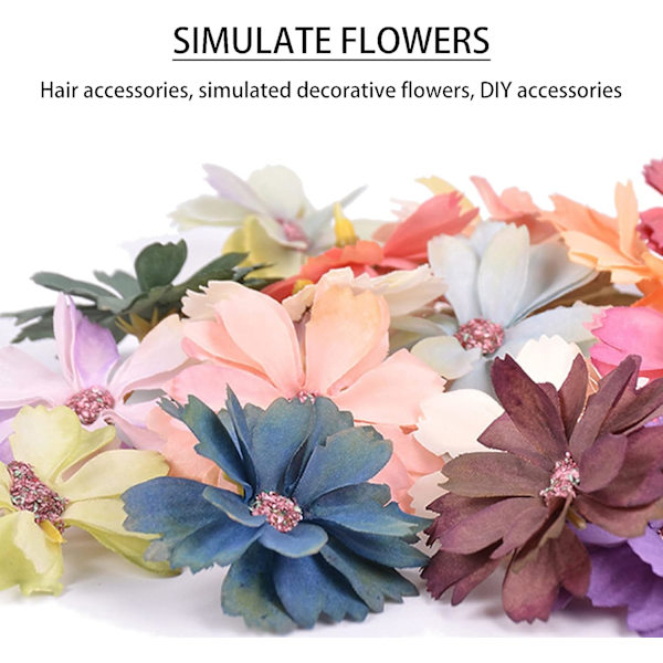 50 st Flerfärgade Konstgjorda Daisy Blomhuvuden (Slumpmässig Färg) Mini Konstgjorda Daisy Blomhuvuden Flerfärgade Daisy Blomhuvuden för DIY Hantverk Bröllop Bouqu