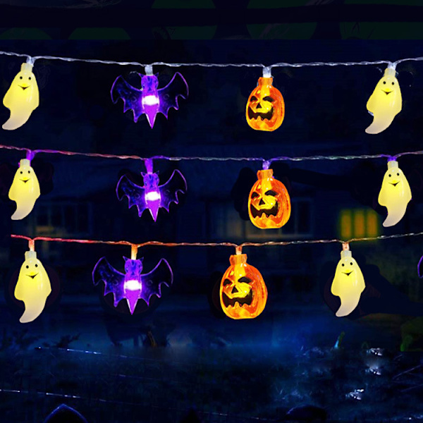 Fargerike lyslenker Halloween-layout edderkopp flaggermus spøkelse gresskar spøkelsesfestival dekorative lys anheng lysstreng