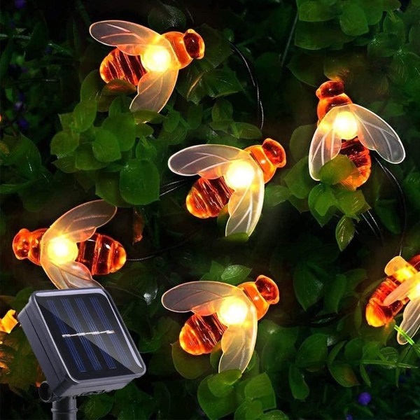 Solar Bee String Lights 30LED Utomhus Fairy Lights Vattentät Inomhus Trädgård Uteplats Jul Nyår Fest Träd Varm Vit KI