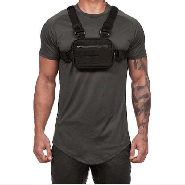 Musta miesten ja naisten rintarepun laukku Hip Hop Streetwear vyölaukku Säädettävät rintarepun laukut Fanny Pack