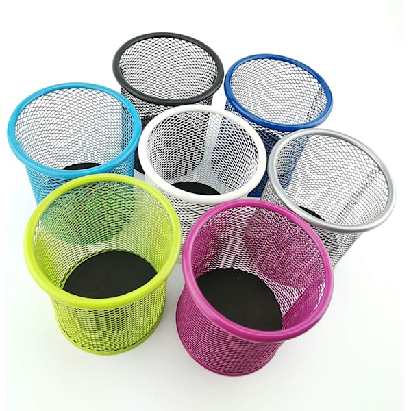 Hvid metal blyantholder - Rund metal blyantholder - Mesh blyantholder
