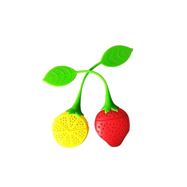 Ett set med 2 jordgubbs- och citronformade silikontekannor med reus