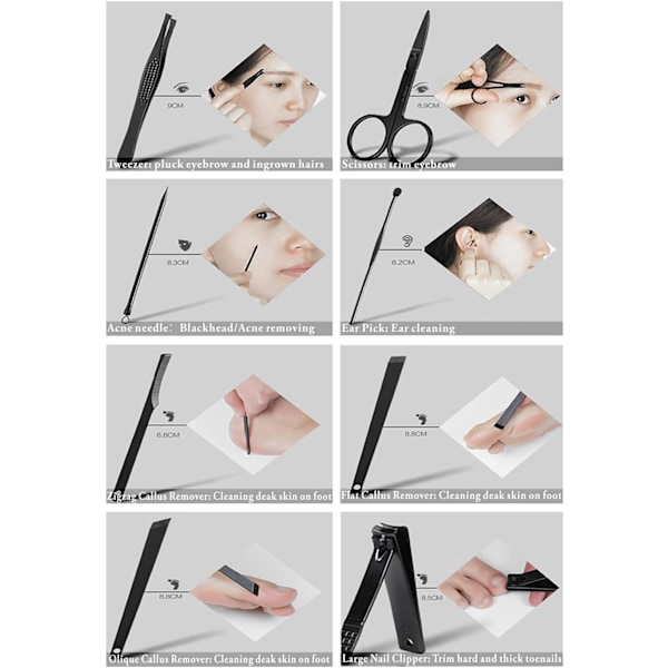 Manicure Pedicure Kit Professionel Negleklipper Neglebåndstrimmer, 16stk Manicure Kit Kvinder Mænd Pedicure Sæt med Eksklusiv Æske