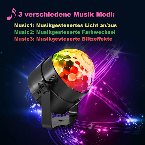 LED festlys discokule lys effekt musikkstyring