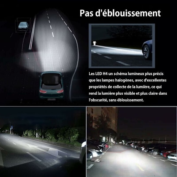 H4 LED-polttimo, 6500K valkoinen, 24 V auton kauko-/lähivalojen muunnossarja. (2 kpl)