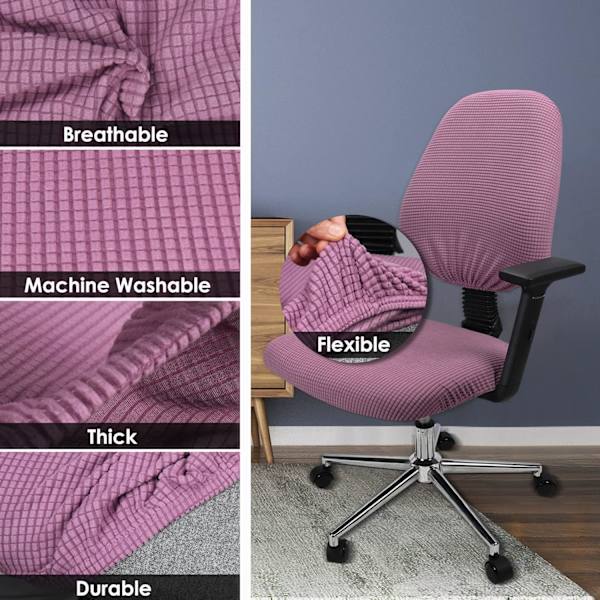 1 sæt bløde, vaskbare stretch spandex sæde- og ryglænsbetræk til kontorcomputerstole, spisestuestole, b