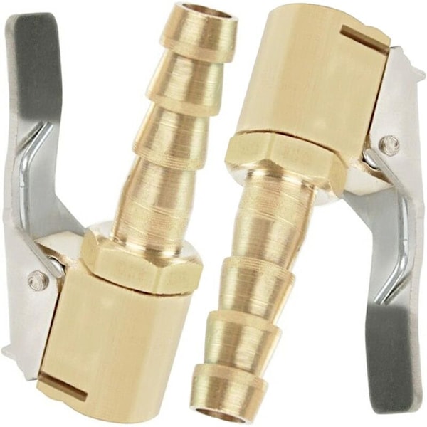 2 Stycken Inflator Munstycke, Bil Däck Inflator Munstycke, Inflator Munstycke med Klämma, Inflator Ventil Klämma Anslutningsadapter, för Däckventiler, Mässing, 8m