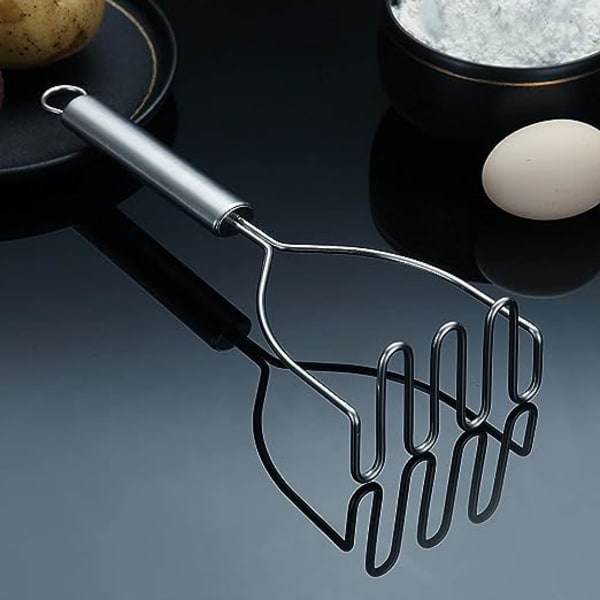 Kartoffelmoser, (9 tommer) Heavy Duty Rustfrit Stål Metal Kartoffelmoser Med Spejlpolering, Kartoffelmoser Redskab, Håndholdt Kartoffelmoser, Puree