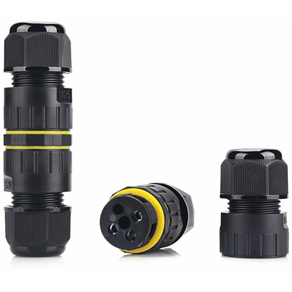 2 Ulkoista kaapelikytkintä IP68 Vedenpitävä kytkentärasia Ulkoinen rasia 3-napaiselle kaapelille φ5-9 mm, malli n ° EW-M25-3P (5-9 mm)-Malli N ° EW-M25-3P (5-9