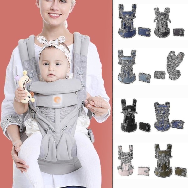 Baby Carrier, Newborn to Toddler, with Lumbar Support and Cool Air Net, 7-45 lbs (Gray)