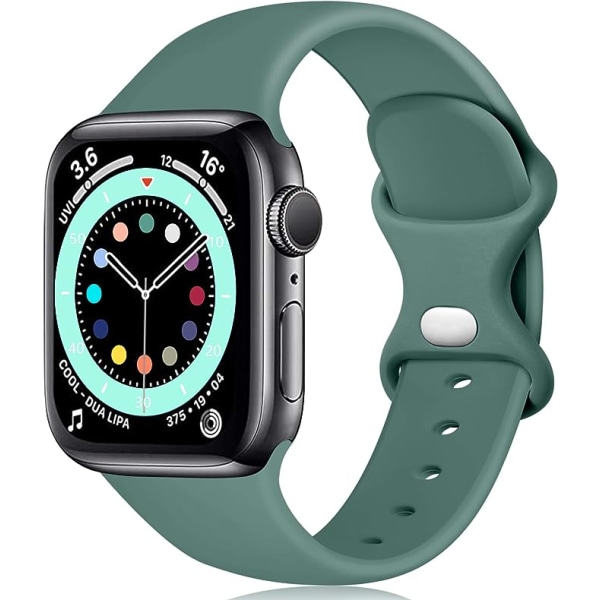 Silikonarmband (grönt, stort) kompatibelt med Apple Watch-armband 44mm 42mm 45mm 49mm, ersättningsarmband för Apple Watch Ultra/iWatch SE serie 8 7 6