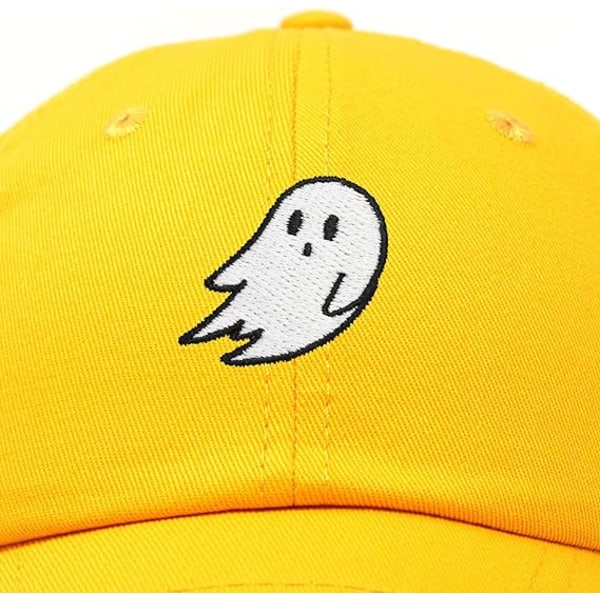 Ghost Embroidered Baseball Cap - Dad Hat - Cute Halloween - Yellow