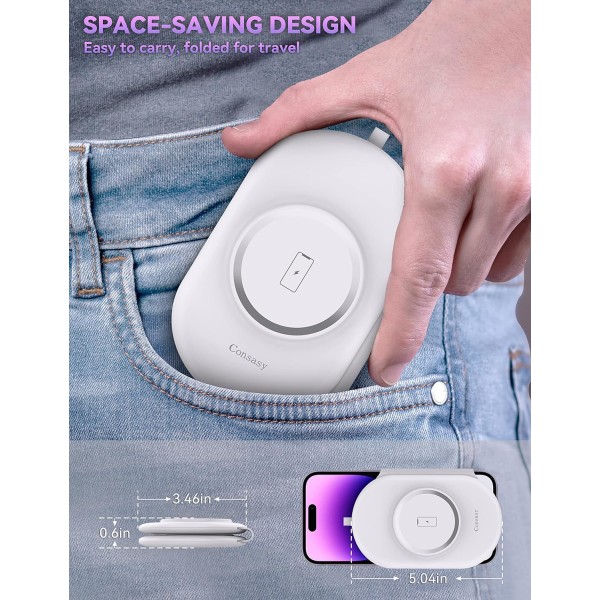 Magnetisk trådløs lader, iPhone 14 13 12 serie reiselader, AirPods 3/2/Pro, iWatch 2-Ultra