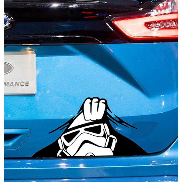 1 x Stormtrooper Peep - Auton lasin ikkunan puskurin vinyylitarra Pyörä Van Drift JDM Matkailuauto 4x4 (Painettu tarra))