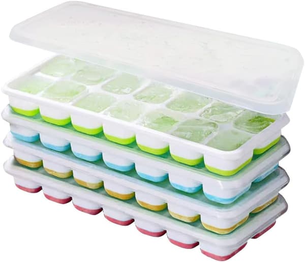 Silikonformar för Isbitar - Stapelbara, Spillfria, Tål Diskmaskin & BPA-fria (4-delars Set)