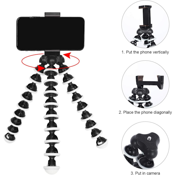 Universal Smartphone Stativ - Gorillapod med Telefonhållare, Mini Bärbar Flexibel Stativ, Kamerastativ för iPhone och Android-enhet, Väger Endast 1 kg