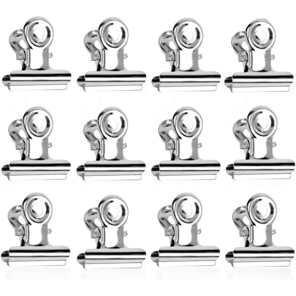 Bulldog Metallklämmor, 50 st Metallgångjärnsklämmor, 20 mm Pappersklämma, Silver Bulldog Bindeklämmor för Foton, Hemmakontorsmaterial (Silver)