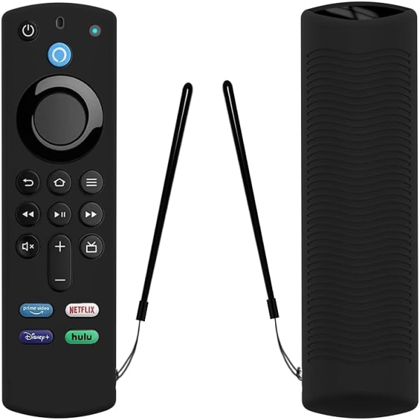 Svart cover för Alexa Voice Remote (3:e generationen) (2021 release) - Ljusande stötsäker fullständigt skyddande cover för Fire TV Stick Remote