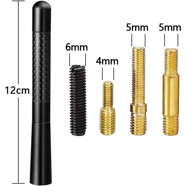 12cm Auton Antenni Hiilikuitu Radioantenni, Auton Tarvikkeet Lyhyt Viritetty Auton Antenni 12CM Yleiskäyttöinen Vaihtoauton Antenni Vahvalla AM FM/Dab Vastaanotolla