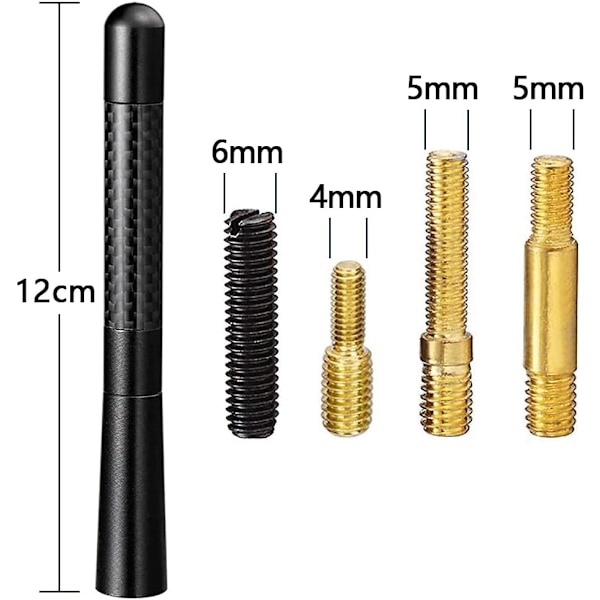 12cm Bilantenne Kulfiber Radioantenne, Biltilbehør Kort Tunet Bilantenne 12CM Universal Udskiftnings Bilantenne med Stærk AM FM/Dab Re