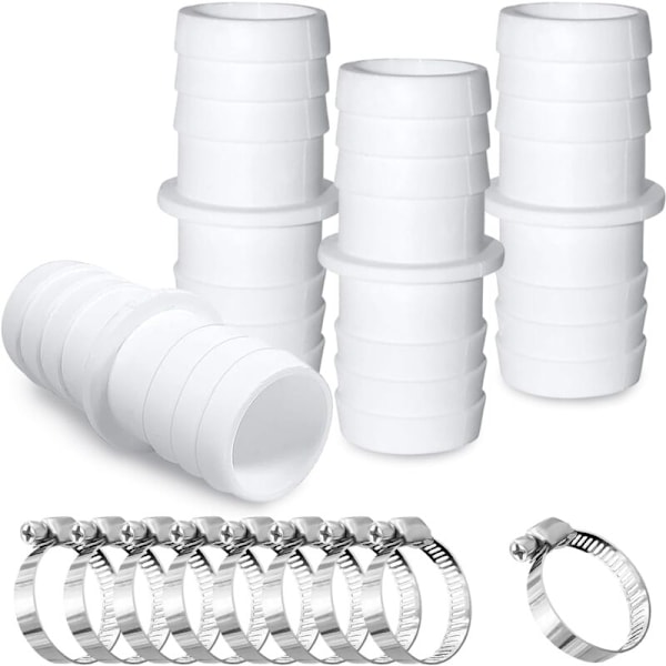 4 st adapter Poolkoppling, poolkoppling, Ø 32 mm till 38 mm, anslutningskit för poolslangar, med 8 klämhalsband, lämplig för swi