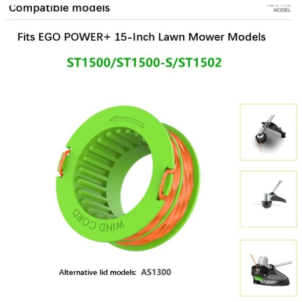 EGO power+ AS1300 Trimmersnorsæt, Erstatningssnore til Ego 15 ST1500/ST1500-S Trimmer 6 stk.