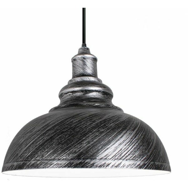 Retro Pendellampa Industriell Vintage Silver, Kronljuskrona Lampskärm 29cm Vintage Stil Retro Metall Justerbar Kabel för Vardagsrum Kök Matplats R