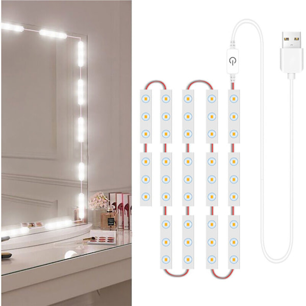 14 st LED Sminkspegellampor Dimbar Touchkontroll Sminkspegellampor Badrumslampa med USB LED-kabel Spegelstativ