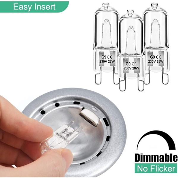 Glot G9 25W 230V Dimbar Vit Varmvit, Halogenlampa G9 300 °C tolerans, G9 ugnslampa för mikrovågsugn, 12-pack om 12 [energiklass G]