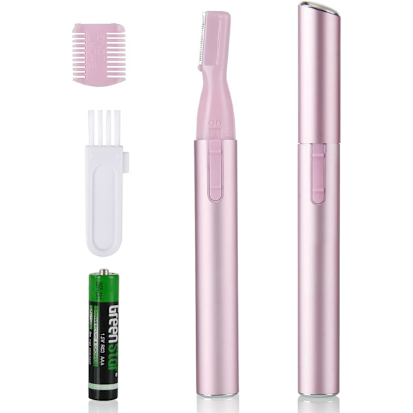 Pink - Elektrisk øjenbryns trimmer til kvinder, batteridrevet præcisionsansigtsbarbermaskine, smertefri trimning af ansigtshår, skønhedselektrisk øjenbryns trimmer,