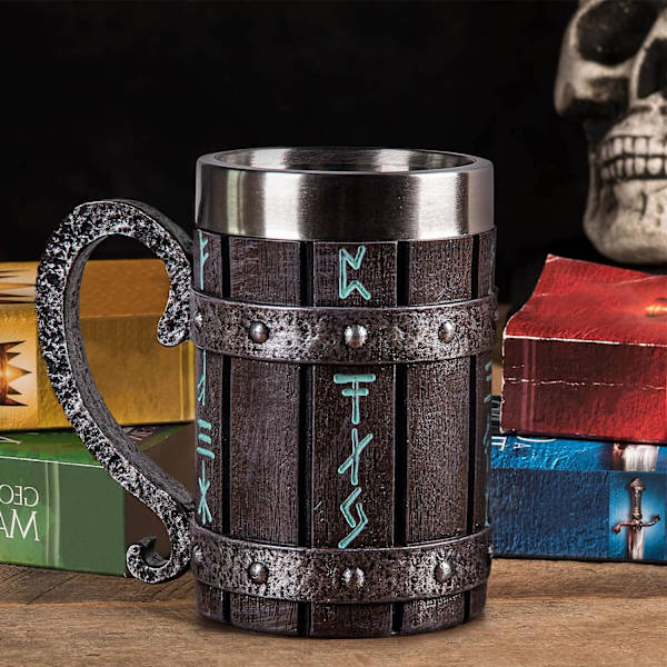 Nordisk Viking Rune Krus Ølkrus Kande til Mænd, Rustfrit Stål Kaffe Krus Viking Gaver Nordisk Dekor Ølkrus, 20oz