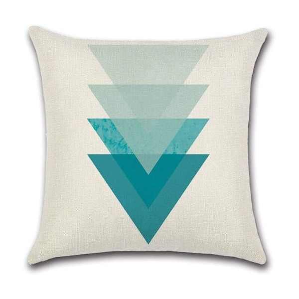 4 st kuddfodral 45 x 45 cm, dekorativa fyrkantiga örngott sofföverdrag blå kudde triangelmönster geometriskt mönster bomull linne hus för sovrum