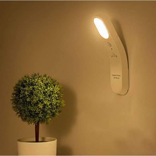 Leselampe, nattlys, oppladbar LED-nattlys, skaplampe, bevegelsessensor, leselampe for barn, 3 moduser, varmt hvitt, leselampe L