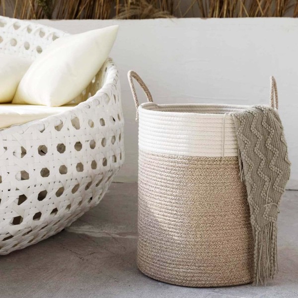 Stor sammenleggbar klesvaskurv med håndtak Oppbevaringskurv for leker Oppbevaringskurv med håndtak Håndlaget 46 x 38 cm