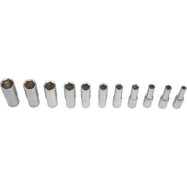 1/4\" 4-13mm Lang Topnøglesæt 6 Kant Topnøglesæt, Sølv