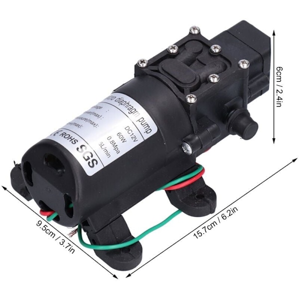 12V 60W Vattentryck Membranpump Självsugande Sprayerpump för Trädgårdsbevattning Pooler
