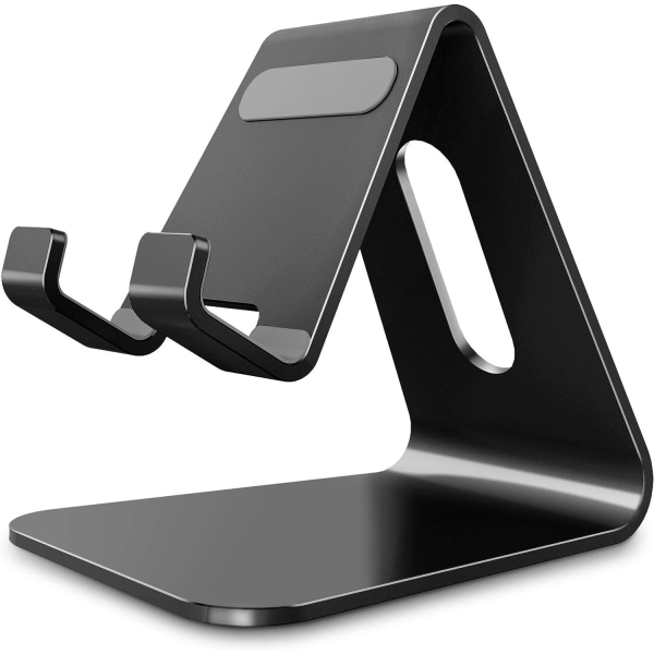 Phone Holder, Cradle Aluminum Desk Stand Compatible with iPhone 12 Mini,12 Pro,11 Pro Max,XS Max XR X Se 8 7 6 6s Plus Huawei, Samsung S10 S9 S8-Bla