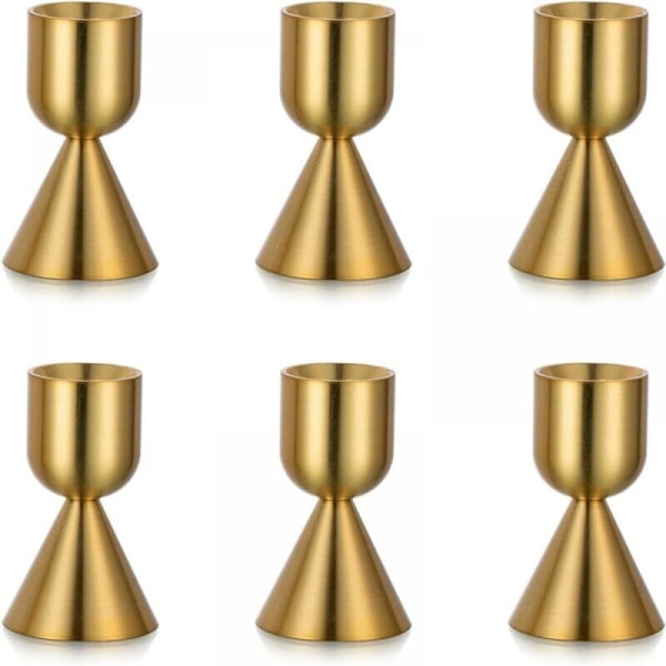 Set med 6, 47 cm mässingsljus för koniska aluminiumljus för födelsedag eller dekoration bröllopsbord