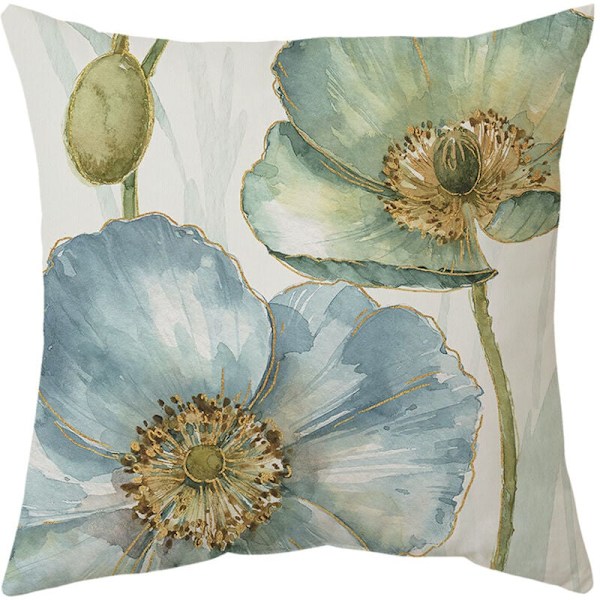 Örngott för utomhuskuddar, 4-pack Vattentäta gula och blå blommor Soffkuddfodral för uteplats Trädgård Vardagsrum Dekoration, 45x45cm