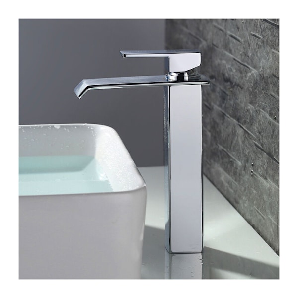 Vattenfall Badrumsblandare Hög Pip Krom Handfat Blandare Modern Design-