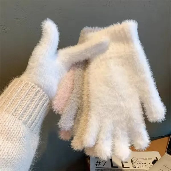 Förtjockade varma plyschfingerhandskar för hudvård, supermjuka, starka och köldtåliga
