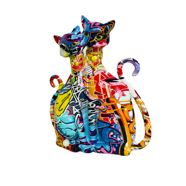 Graffiti Par Figur Kat Ornament Hjem Stue Model Værelse Desktop Harpiks Dekoration Bryllupsgave