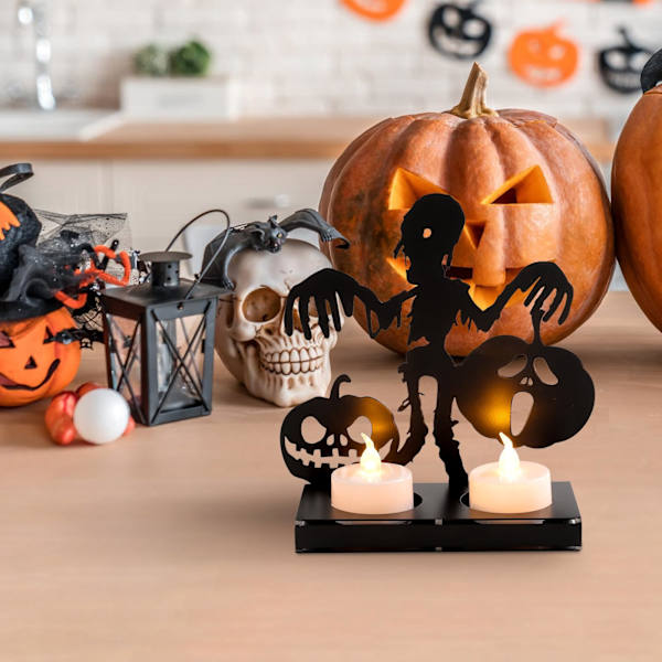 Halloween Menorah Fun Shadow, Svart Menorah Halloween Heminredning Centerpiece Menorah Bordsdekoration