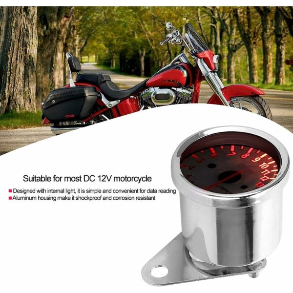 Motorcykel Tachometer Tachometer Gauge, 12V Universal Motorcykel LED Display Tachometer, Elektronisk Tachometer Meter Gauge 13000 RPM