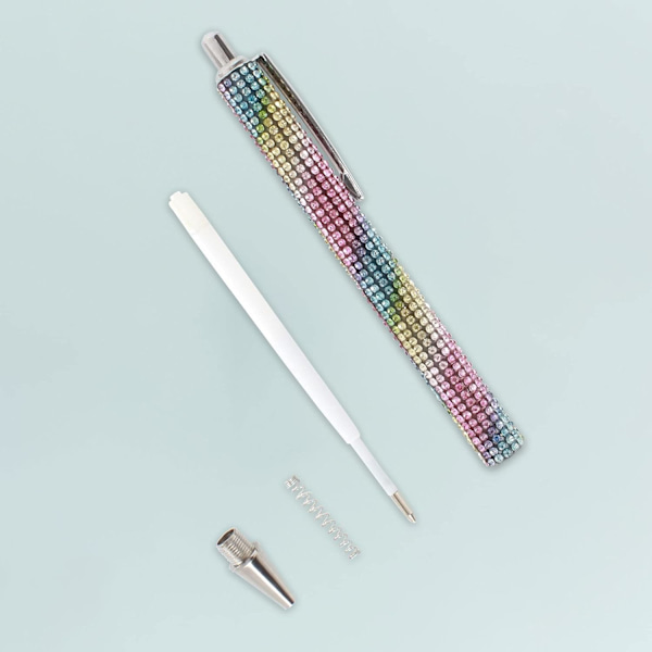 3 gnistrande kristalldiamantpennor (färgade) metallkulspetspennor med 0,7 mm svart bläckrefill, klickpenna, affärsbröllopsskola kontorsmaterial