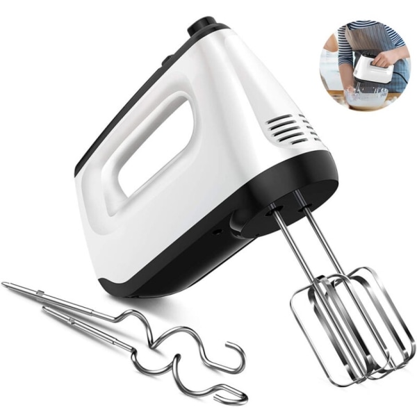 Håndmixer, 6 hastighedsindstillinger 400W med 2 piskeris og 2 dejkroge, turbofunktion, udkastningsknapdesign, bærbar mixer