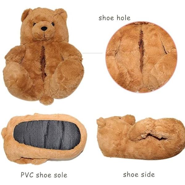 Teddybjörns tofflor, gosedjurstofflor, varma vinterskor, en storlek passar alla