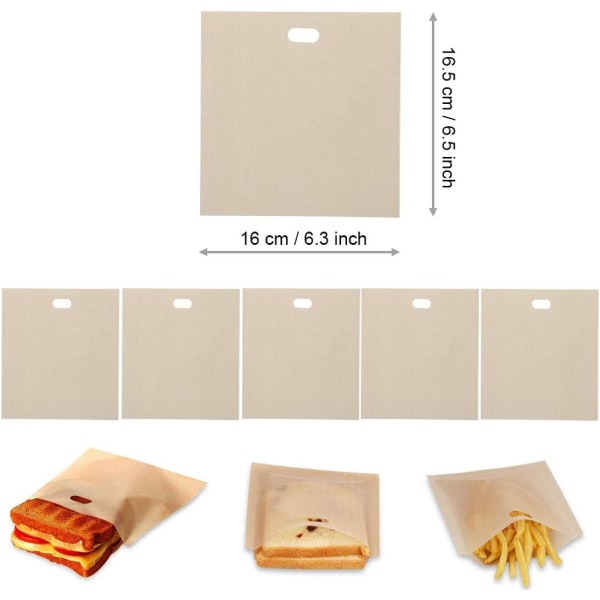 6 stk Toaster Bag Genanvendelige Toast Bags Høj temperatur modstand