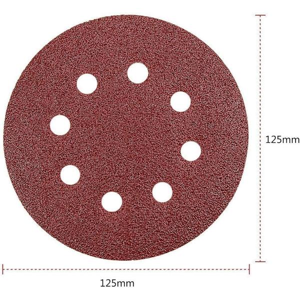 125 mm slippappar - 20 st slippapper, excenterslippapper sandpapper 8 hål 400 korn excenterslipning